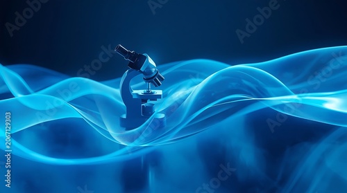 Abstract Blue Waves with a Microscope in the Center.