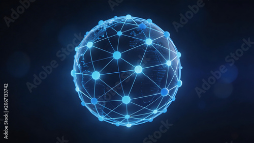 Glowing digital globe with network connections