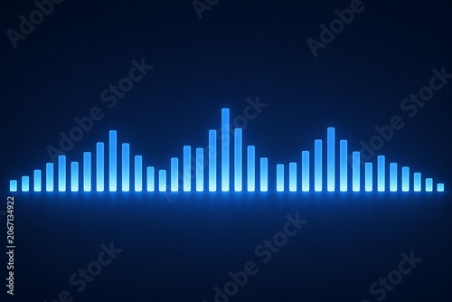 Abstract blue digital sound wave equalizer on a dark background