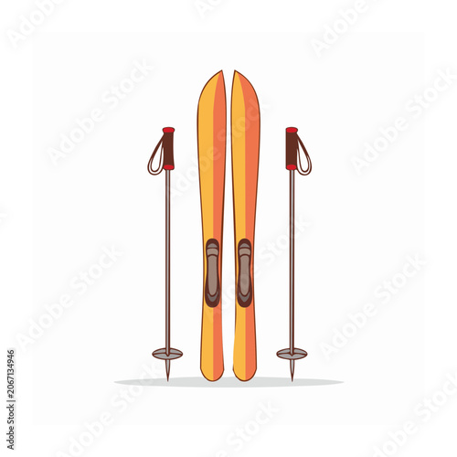 Flat Design Illustration of Ski Equipment