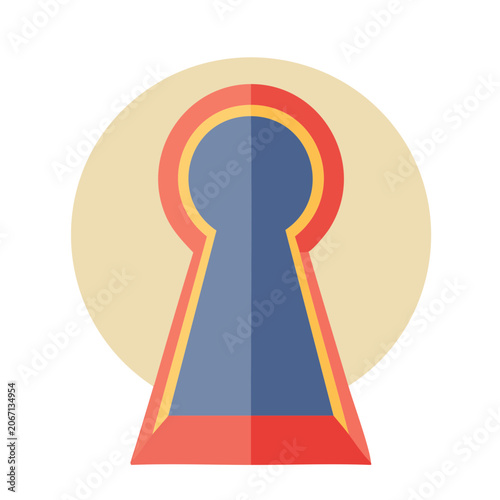 Flat design keyhole icon with red and blue colors