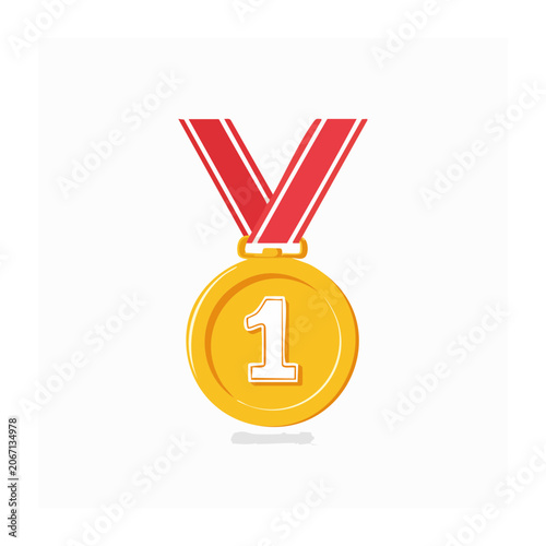 Gold Medal with Red Ribbon Icon