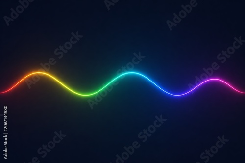Abstract glowing neon wave line with a vibrant multicolor gradient
