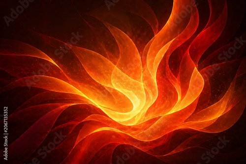 Abstract fiery background with glowing orange and red wave patterns