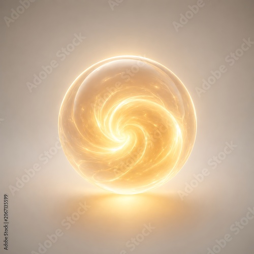 Glowing golden energy sphere with swirling light patterns