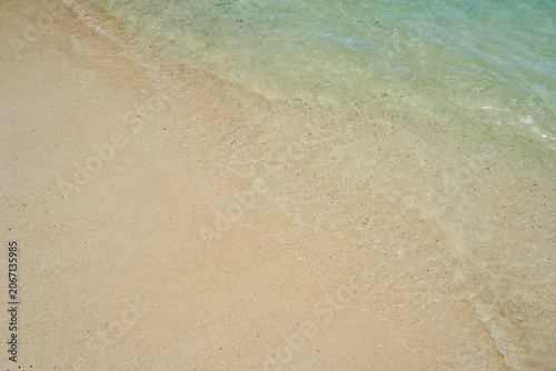 Gentle Ocean Waves Washing Sandy Beach, Clear Turquoise Water Coastal Background