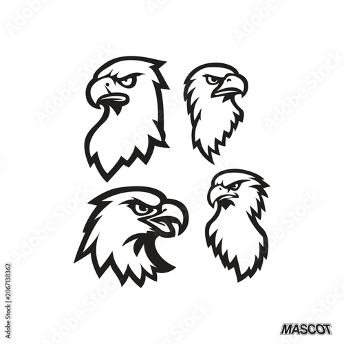 Head eagle set logo template