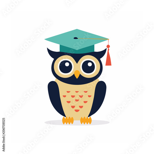 Cute owl wearing graduation cap illustration