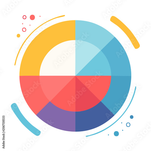 Flat design colorful pie chart illustration