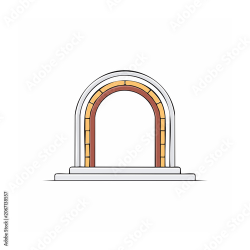 Flat design illustration of a stone archway