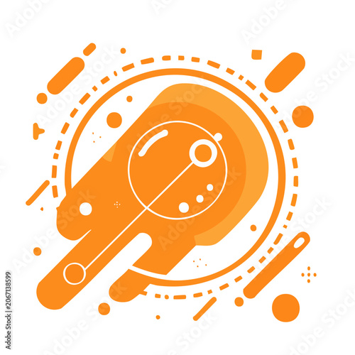 Orange flat design camera lens icon