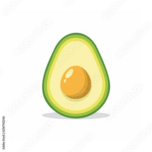Flat design avocado half with seed