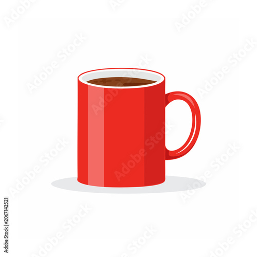 Red coffee mug with handle illustration