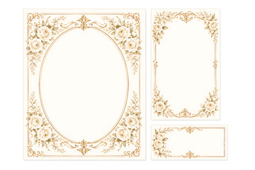 Set of Vintage Gold Ornate Frames with Decorative Borders and Floral Details