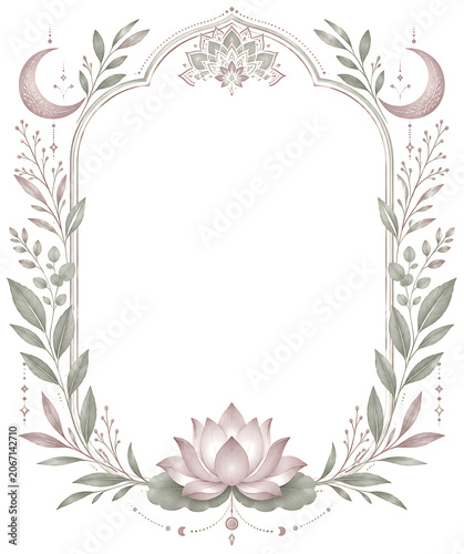 Vintage Floral Flower Frame with Ornate Decorative Border and Elegant Botanical Design Vector Illustration
