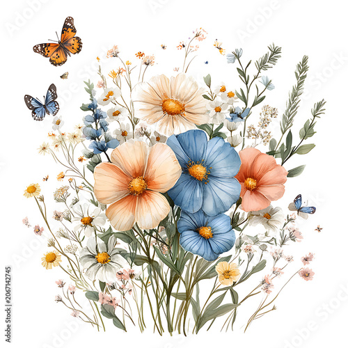Bouquet of daisies floral background vector illustration design with summer spring blossoms and colorful petals