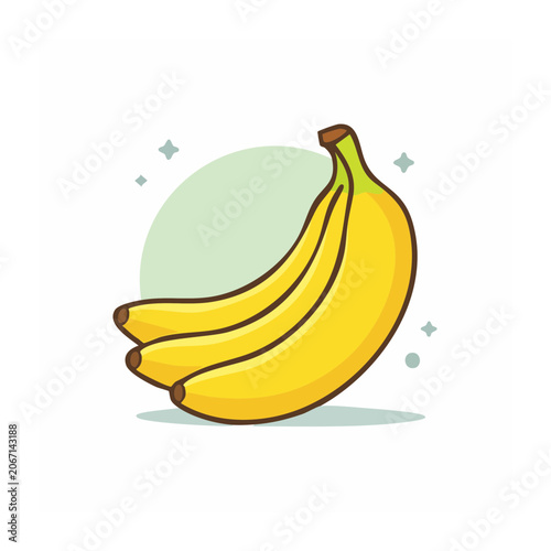 Flat design banana bunch icon on light green background