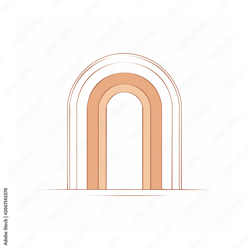 Fototapeta premium Minimalist illustration of an arched doorway