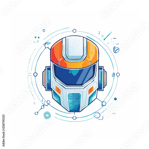Futuristic Sci-Fi Helmet Flat Design Illustration