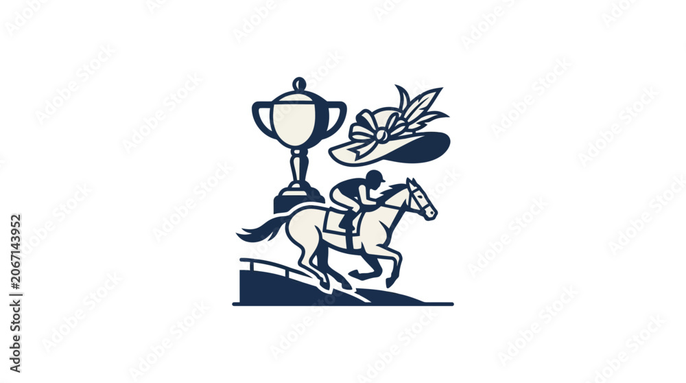 Obraz premium Horse Racing Trophy and Jockey Icon