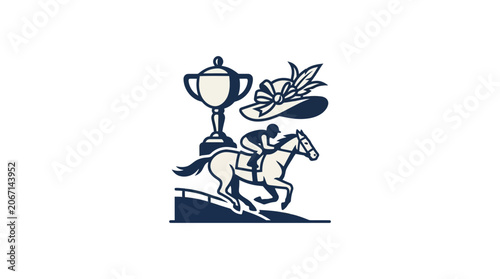 Fotografía Horse Racing Trophy and Jockey Icon