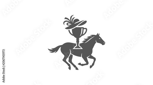 Cuadro en lienzo Horse Racing Trophy Icon - Equestrian Sport Symbol