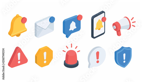 Tableau sur toile Notification alert icons set.