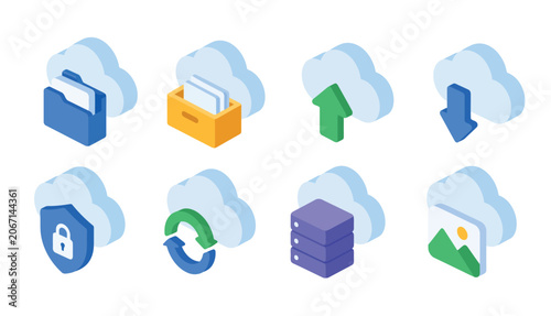 Cloud Storage Service Icons Set.