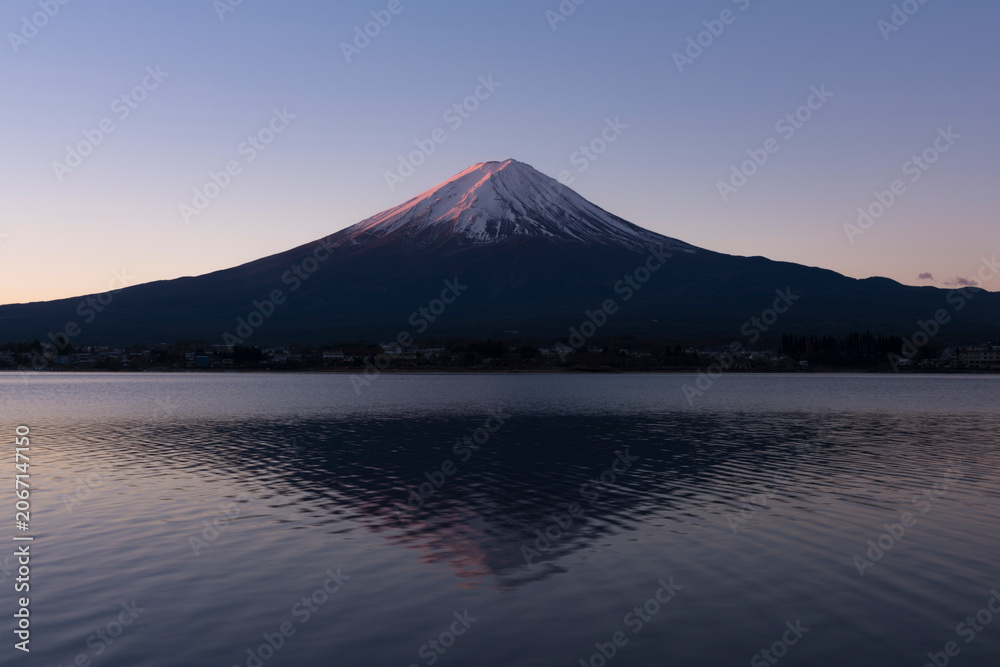 Fototapeta premium 朝の河口湖の逆さ富士