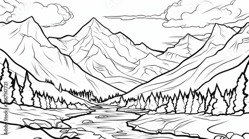 Serene Valley Flowing Through a Lush Forest