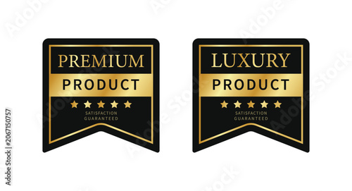 Bild auf Leinwand Premium quality product vector badge in the form of luxurious ribbon, black and gold label