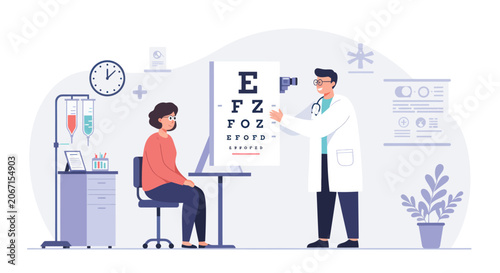 Doctor Examines Patient Eyes.