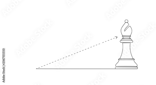 Fotografie Single chess bishop piece on white background, symbolizing strategy and planning