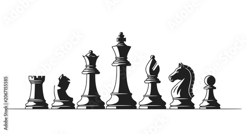 Obraz na płótnie Chess Pieces Lineup - Strategy, Competition, and Intellectual Game Concept
