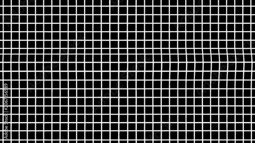 Black and White Wavy Grid Pattern Flowing with Subtle Distortion Waves Seamless Optical Illusion Loop