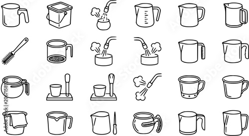 Φωτογραφία Kitchen and Cleaning Line Art Icons
