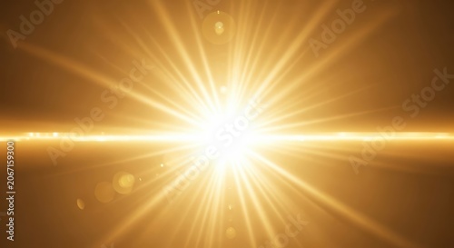 Radiant Golden Sunburst with Lens Flare and Bright Light Rays