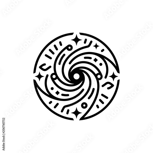 Black swirl design with stars.