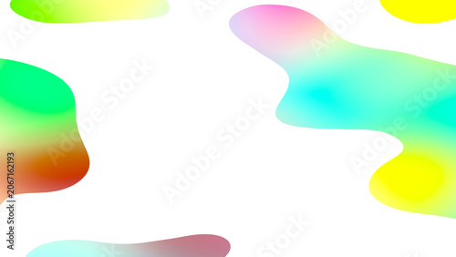 Colorful pastel fluid bubbles and holographic gradient organic abstract shapes isolated on a transparent background