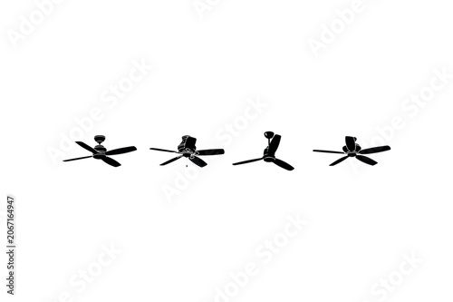 Ceiling Fan Silhouette Collection Minimal Black Home Appliance