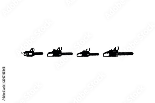 Chainsaw Silhouette Collection Minimal Black Power Tool Icons