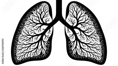 Tableau sur toile Abstract Lungs Illustration - Branching Airways Silhouette