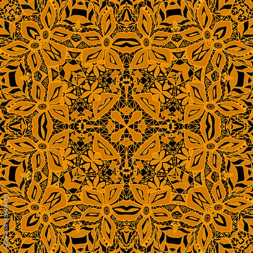 Openwork yellow black lace pattern retro