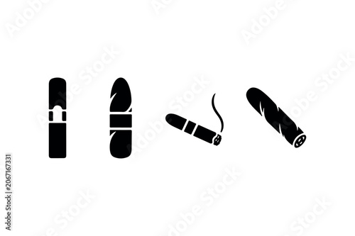 Cigar Silhouette Set Minimal Black Smoking Accessories