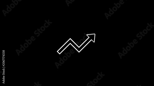 Growth Arrow Graph black Background Loop Animation Zigzag Up Trending Profit Business Success Chart