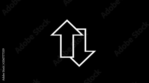 Two Arrows Up Down Black Background Loop Animation Outline Vertical Exchange Transfer Swap Sync Icon