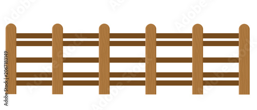 Foto Simple ranch style dark brown wooden fence with multiple horizontal rails and st