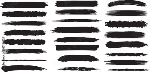 Collection of vector paint brush strokes, hand drawn brush stroke textures set