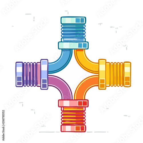 Colorful Pipe Connectors Vector Illustration