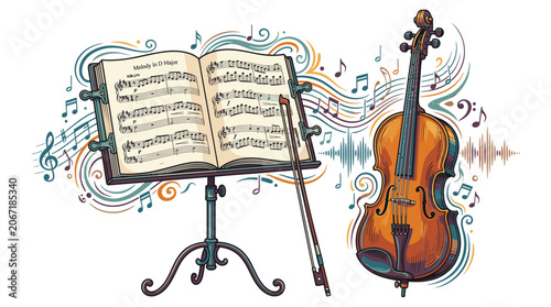 Fotografie Violin and music sheet stand.